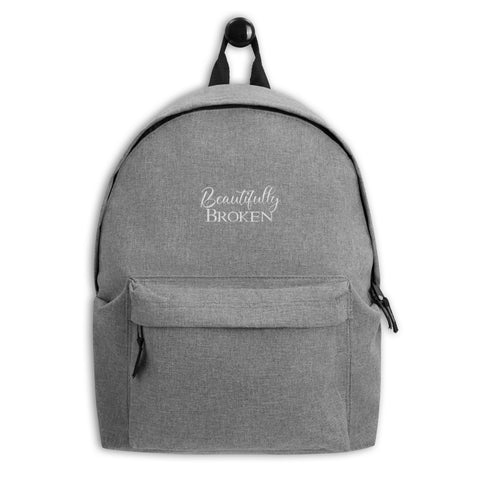 Grey Simple Embroidered Backpack